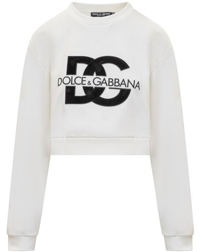 Dolce & Gabbana Jersey Sweatshirt With Dg Embroidery - White