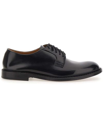 Doucal's Horse Leather Lace-Up Shoes - Black