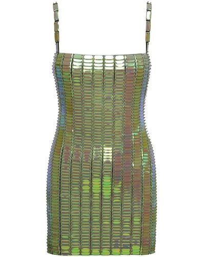 The Attico 'Rue' Mini Dress With Mirror Sequins - Green