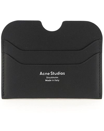 Acne Studios Logo Print Cut-out Detailed Cardholder - Black