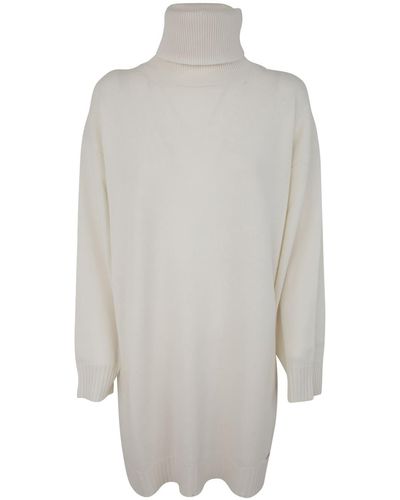 Kiton High Neck Knitted Mini Dress Clothing - White