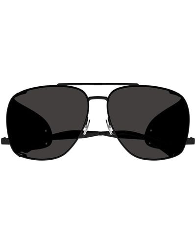 Saint Laurent Sl 653 Leon Leather Spoiler 002 Sunglasses - Black