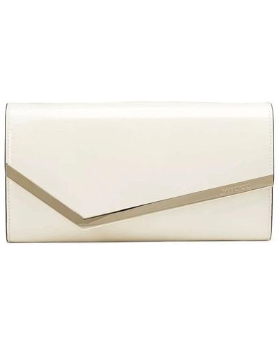 Jimmy Choo Emmie Clutch Bag In Milk Patent Leather - Natural