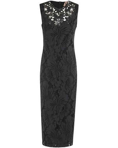 N°21 No21 Floral-embroidered Sleeveless Midi Dress - Black