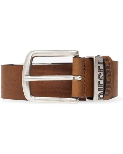 DIESEL ‘ Logo B-Visible’ Leather Belt - Brown