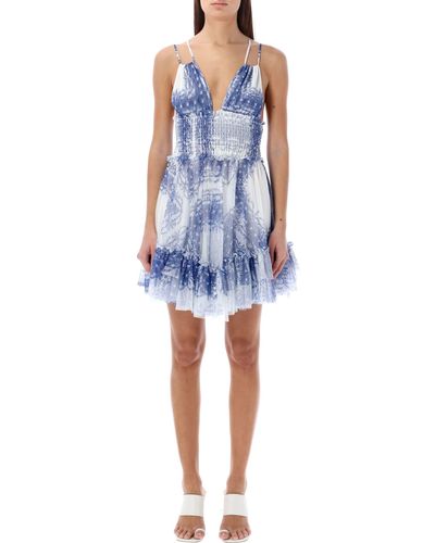 Philosophy Di Lorenzo Serafini Printed Tulle Minidress - Blue