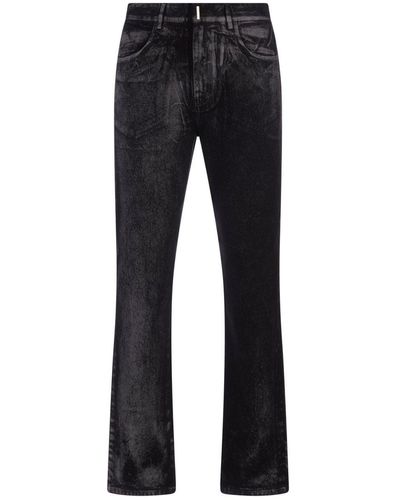 Givenchy And Grey Straight Jeans With Reflective Painted Pattern - Black