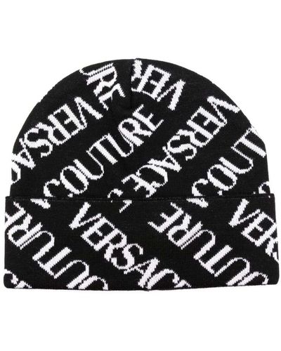 Versace Logo Intarsia-knit Wool Blend Beanie - Black