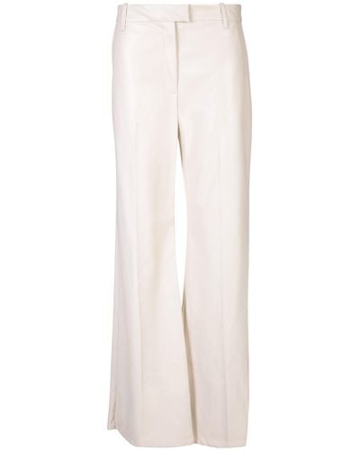 Stand Studio Ivory Faux Leather Flare Trousers - White