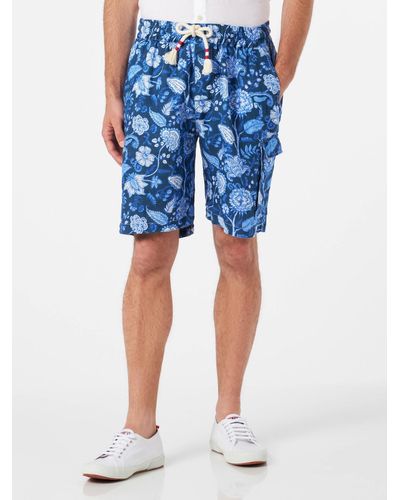 Mc2 Saint Barth Linen Bermuda Shorts With Flower Print - Blue
