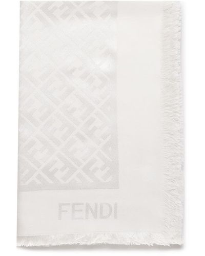 Fendi Ff Diagonal Silk Shawl - White