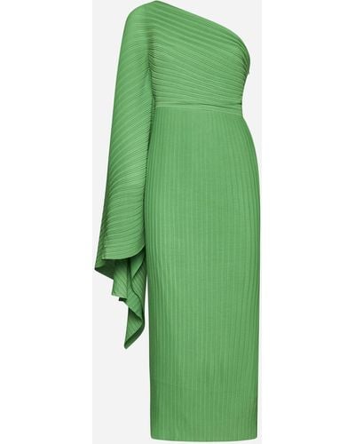 Solace London Lenna Pleated Crepe Midi Dress - Green