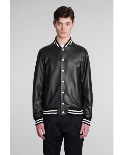 Low Brand Bomber In Black Leather