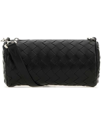 Bottega Veneta Leather Barrel Crossbody Bag - Black