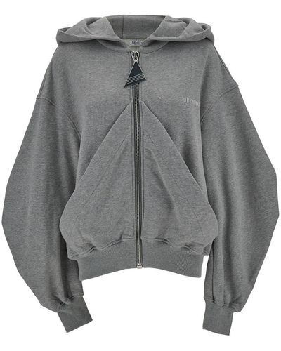The Attico Oversized Hoodie With Logo Lettering Embroidery - Gray