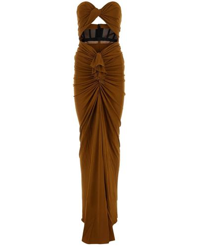 Saint Laurent Cut-out Bustier Maxi Dress - Brown