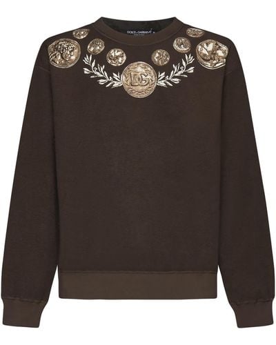 Dolce & Gabbana Coin Print Cotton Sweatshirt - Black