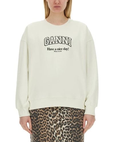 Ganni Sweatshirt With Logo - Grey