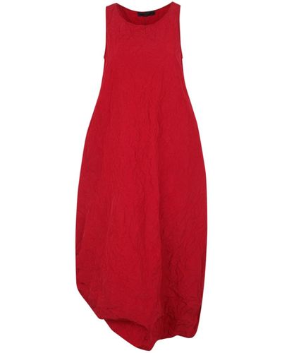 Maria Calderara Marionetta Crinkled Opaque Taffeta Long Dress - Red