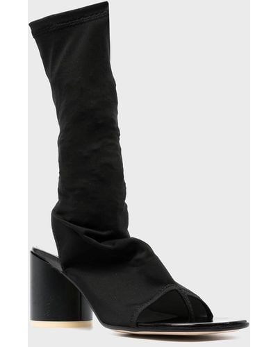 MM6 by Maison Martin Margiela Black Leather Tabi Court Shoes