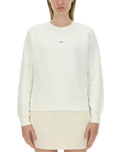 A.P.C. Sweatshirt With Micro Logo Print - White