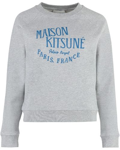 Maison Kitsuné Logo Detail Cotton Sweatshirt - Gray