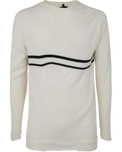 MD75 Striped Round Neck Pullover - White