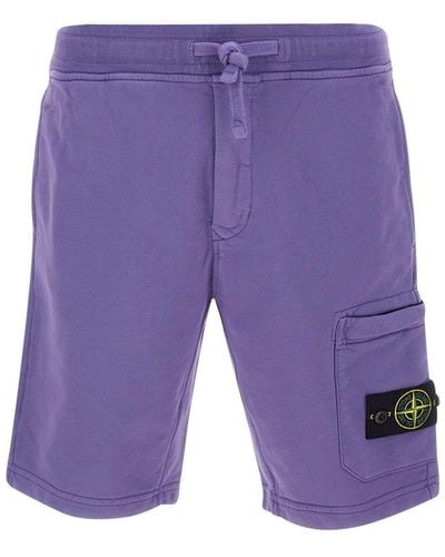 Stone Island Cotton Shorts - Purple