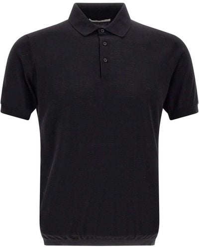 Kangra Silk And Cotton Polo Shirt - Black
