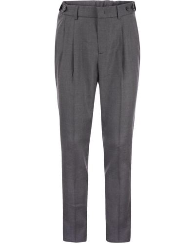 Peserico Virgin Wool And Linen Blend Pants - Gray