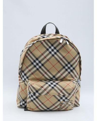 Burberry Check Backpack - Gray