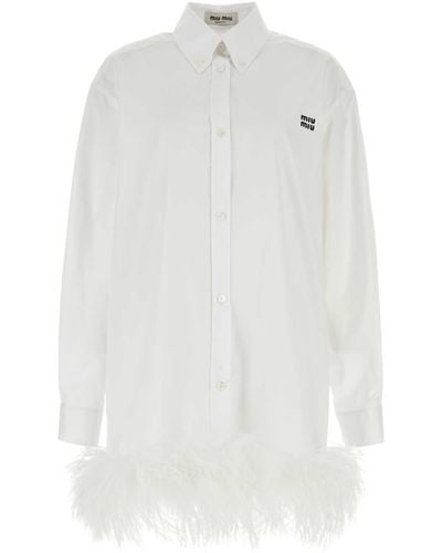 Miu Miu Poplin Shirt Dress - White