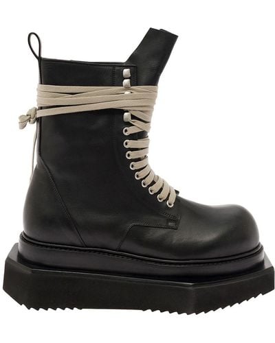 Rick Owens Laceup Turbo Cyclops Boots - Black