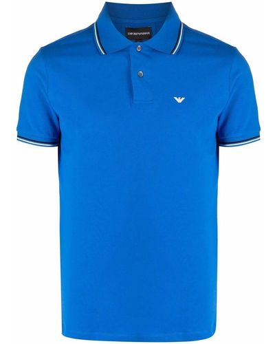 Emporio Armani Logo Cotton Polo Shirt - Blue