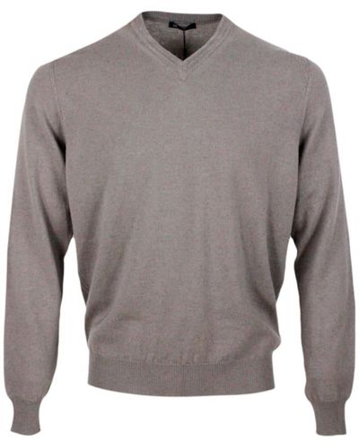 Colombo Long-Sleeved V-Neck Sweater - Gray