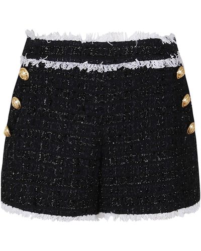 Balmain 6 Btn Tweed Shorts - Black