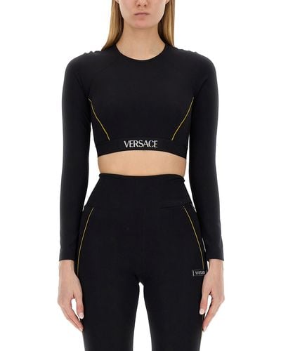 Versace Tops With Logo - Black