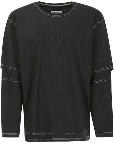MM6 by Maison Martin Margiela Cotton Double-sleeve T-shirt - Black