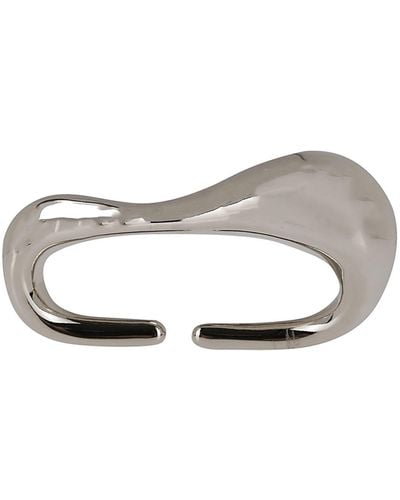Courreges 3-Finger Drop Metal Ring - White