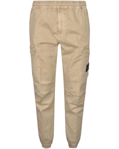 Stone Island Logo Patched Cargo Trousers - Natural