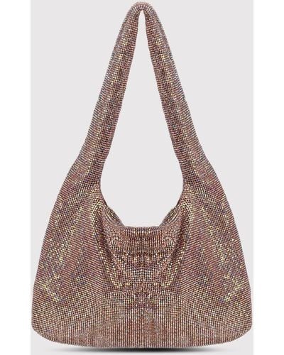 Kara Crystal Mesh Crystal-Embellished Shoulder Bag - Brown