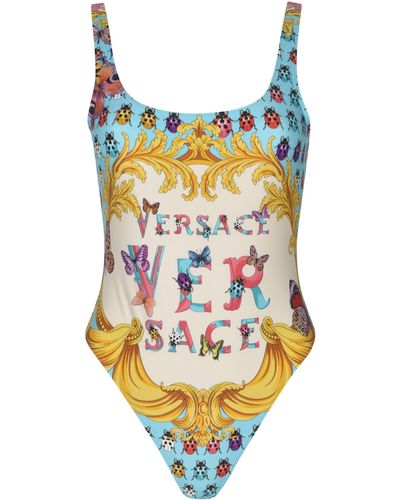 Versace X Dua Lipa Butterflies-print Swimsuit - Multicolour