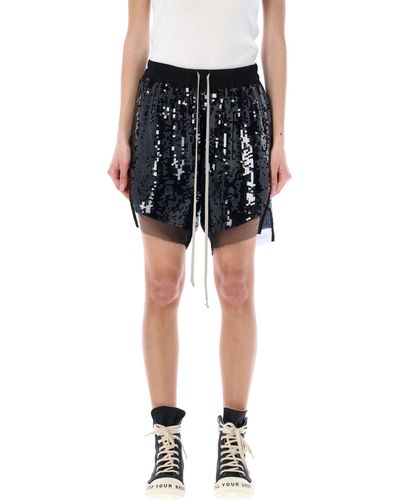 Rick Owens Boxers In Sequin Embroidered Silk Chiffon - Black