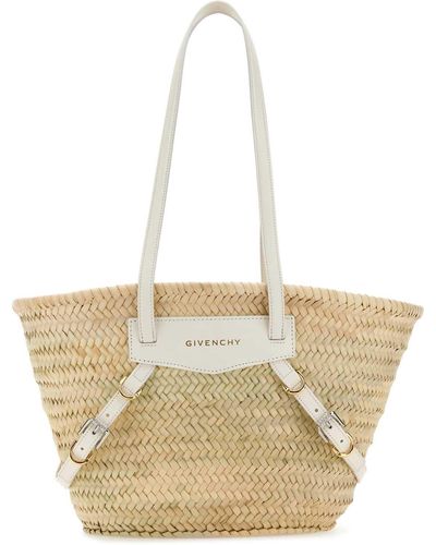 Givenchy Straw Small Voyou Basket Shopping Bag - White
