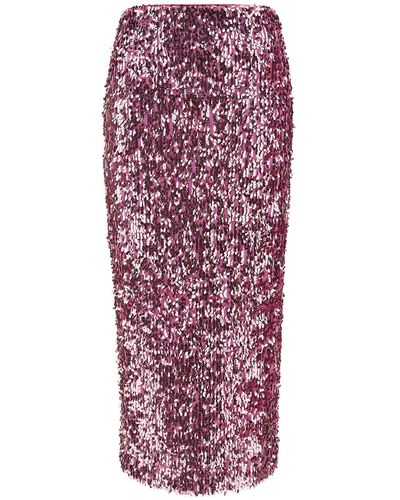 ROTATE BIRGER CHRISTENSEN Pencil Skirt With All-Over Sequins Embellishment - Red