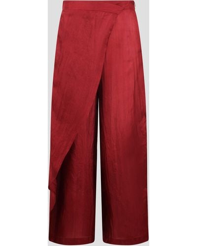 THE ROSE IBIZA Wrap Silk Pants - Red