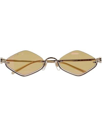 Gucci Geometric Half-Rim Frame Sunglasses - Metallic