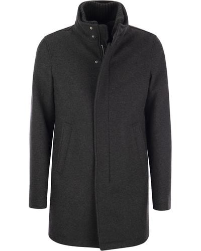 Herno Wool-blend Medium Coat - Black