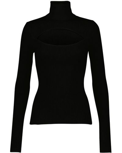 Dolce & Gabbana Silk Ribbed Jumper - Black