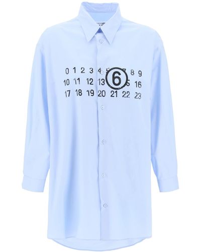 MM6 by Maison Martin Margiela Shirt Dress With Numeric Logo - Blue